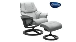 Reno Medium Stressless Chair And Ottoman With Signature Base In Paloma Misty Grey