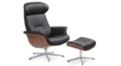 Timeout Chair And Ottoman In Black Leather