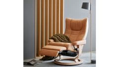 Wing Stressless Recliner With Power Leg & Back -Home-Furniture Stressless Wing Power Paloma Taupe Oak main