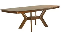 K Base Dining Table By Saloom -Home-Furniture KBS Nutmeg angle w leaf