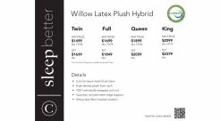 Willow Latex Plush Hybrid Mattress 5 Willow Latex Plush Hybrid Mattress -Home-Furniture Willow price card July 2023 main
