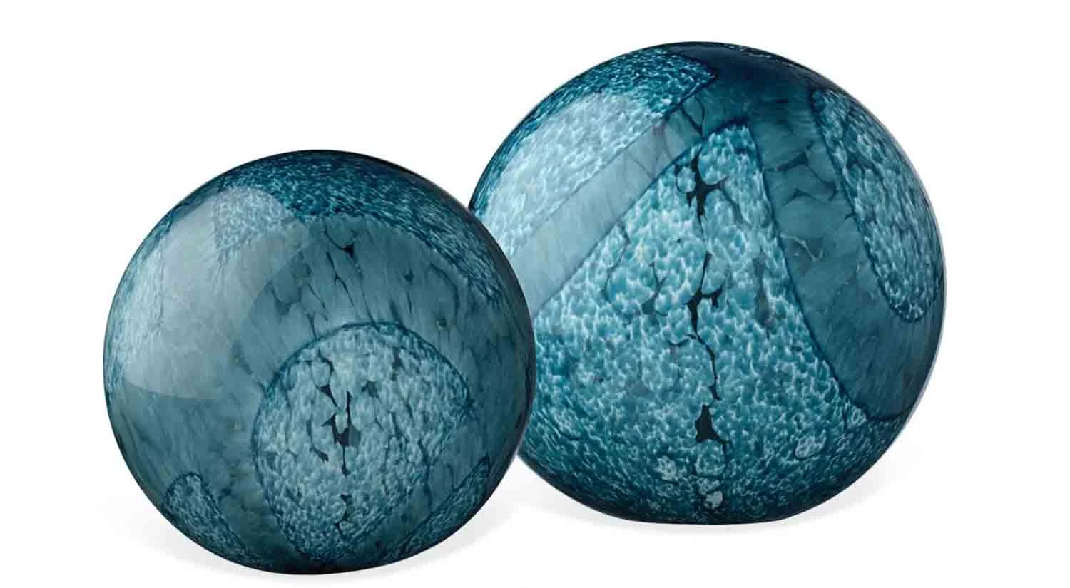 Cosmos Glass Spheres In Indigo Swirl- Set Of 2 1 Cosmos Glass Spheres In Indigo Swirl- Set Of 2